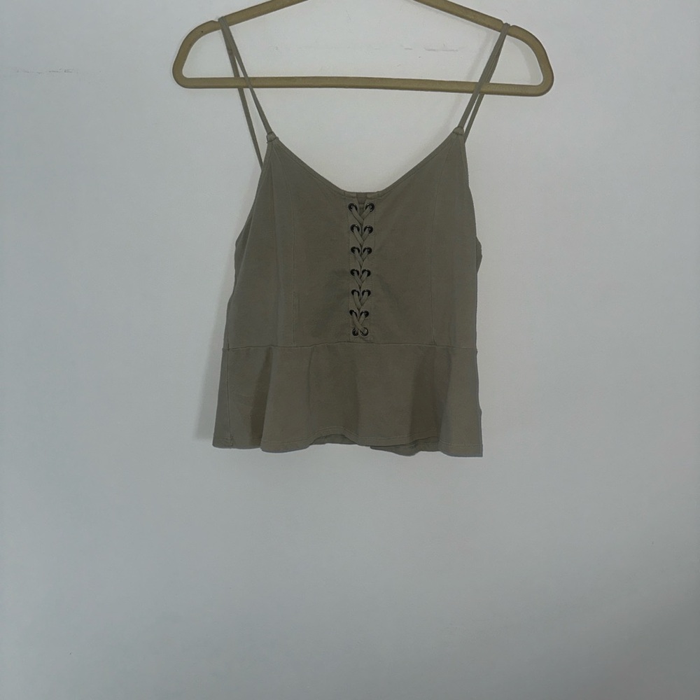 American Eagle Outfitters Olive Lace-Up Camisole
